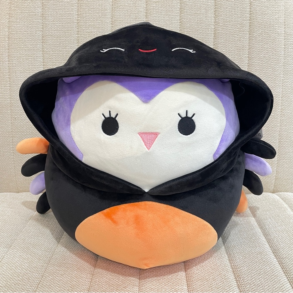 NEW Squishmallows Holly the Owl Halloween Spider Hoodie Plush Black Purple